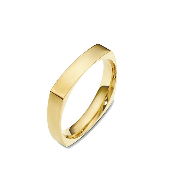 Yellow Gold, 4mm Wide, Unisex, Comfort Fit, Plain Wedding Band - 01BG15
